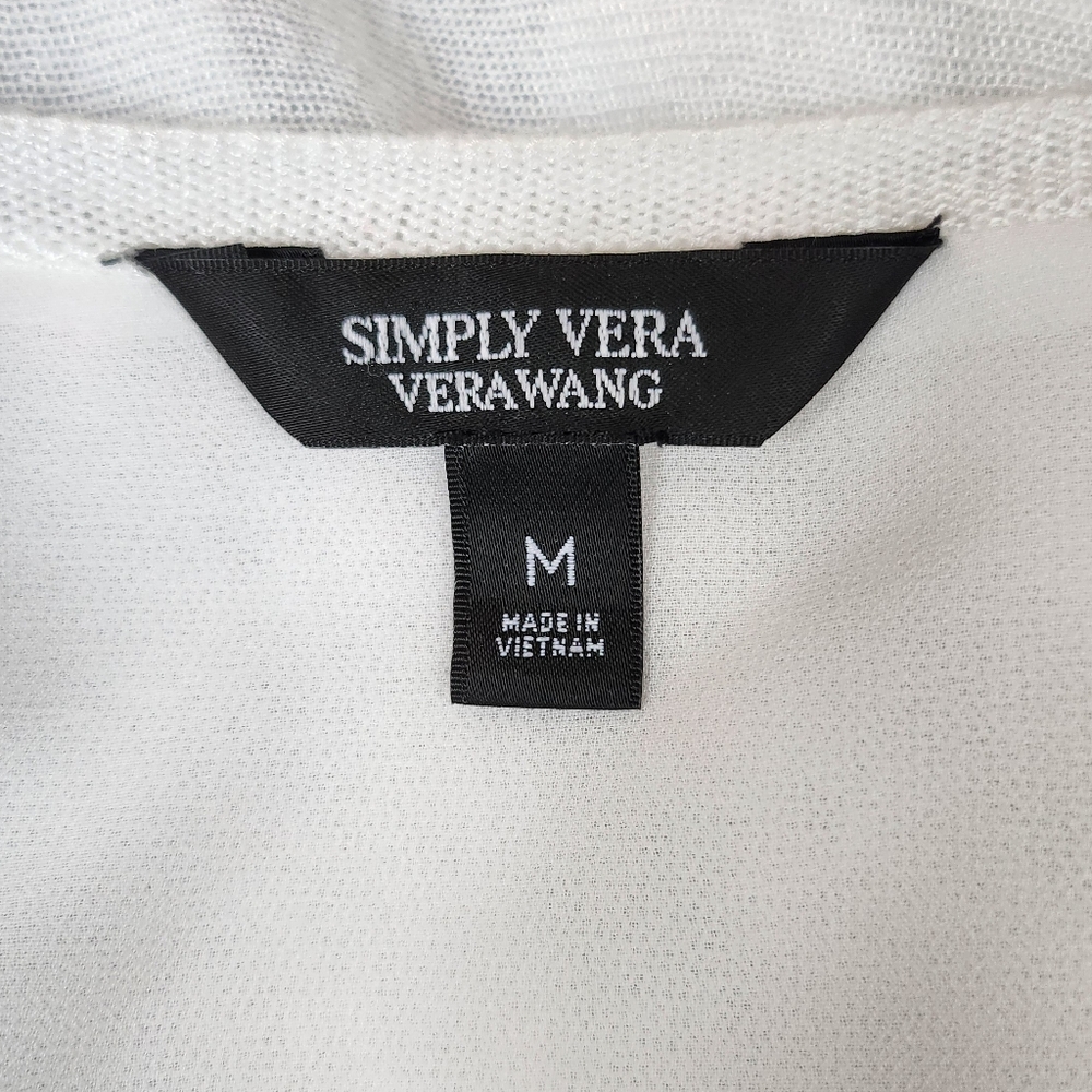 White Simply Vera Open Light Weight Sweater, Size Medium - Picture 4 of 6